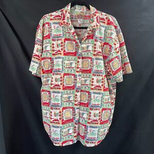 Barn Fly Cowboy Camp Shirt Western Theme Medium Cactus Horse